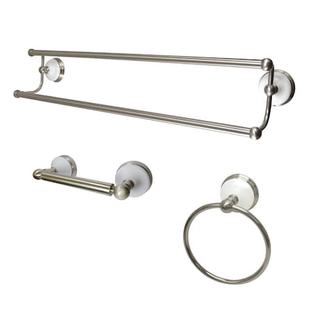 Victorian 3-Piece Bathroom Accessory Set, Brushed Nickel